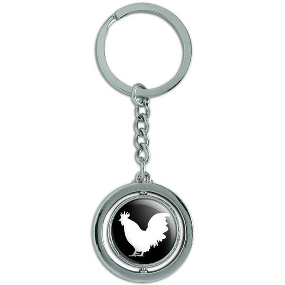 Rooster Keychain with Blue Crystals 
